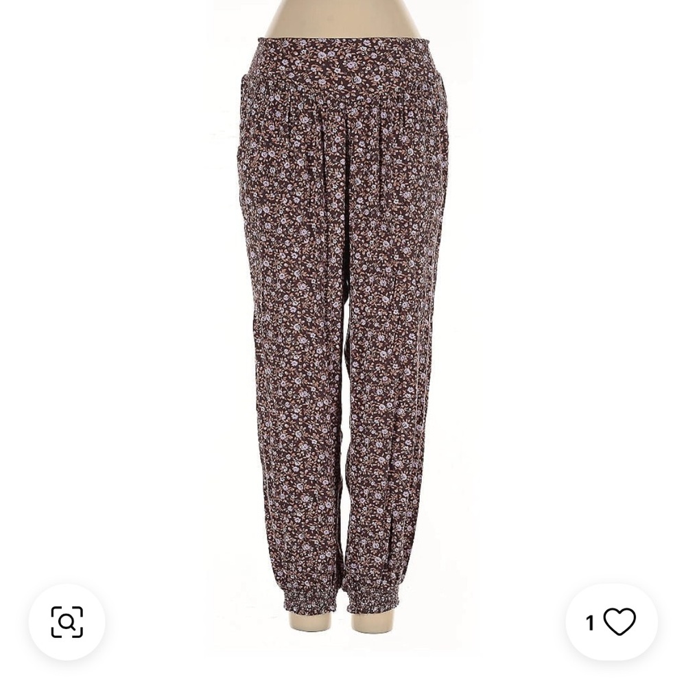 Aerie High Rise Floral Pull On Jogger Cuffed Pants size M